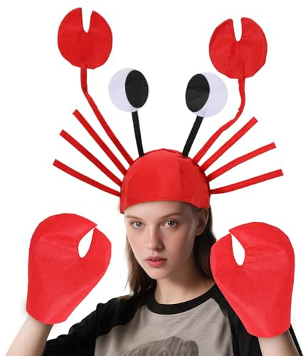 Joyincoser 2PCS Krabbe Kostüm Zubehör krebs kopfbedeckung mit Krabbenscheren lustig unterwasser Verkleidung Dekoration Für Erwachsene halloween Karneval Party