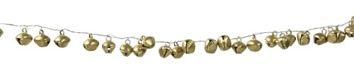 Kaemingk Girlande mit Glöckchen 1,20m Metall - Weihnachtsgirlande mit Metallglocken - Festliche Dekoration Glöckchenkette - glänzende Weihnachtsbaumkette - Christbaumschmuck & Weihnachtsdeko - Gold
