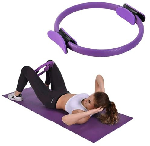 Nzoike Anello Pilates, 38 cm, Cerchio Yoga con Doppio Manico, Attrezzo per Fitness e Allenamento a Casa, Viola