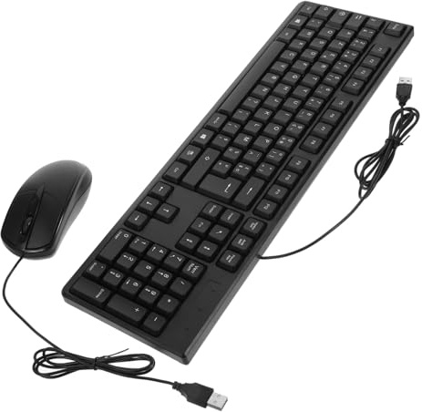CLISPEED Clavier USB Filaire Pleine Taille Pavé Numérique Et Souris Filaire Ambidextre pour Ordinateur Bureau, Usage Bureautique Et Gaming, Couleur Noire, Ensemble Compact Et Solide en Abs
