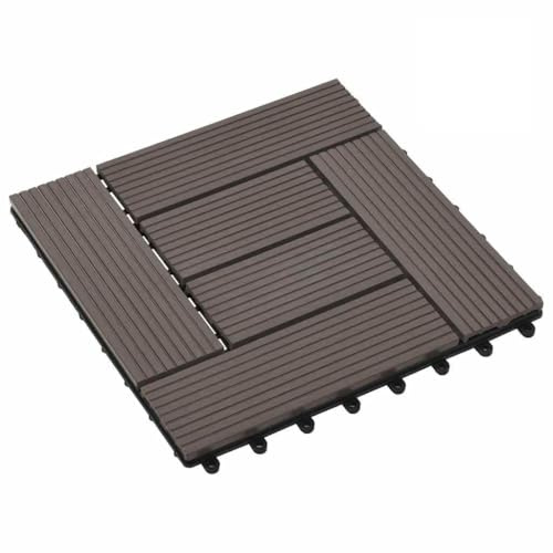 INLIFE Carreau de terrasse 11 pcs WPC 30 x 30 cm 1 m² Marron foncé-45028
