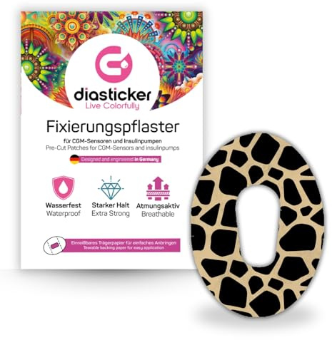 Diasticker | plåster för Dexcom G6-sensor (5 stycken, Savanna) | vattentät – hudvänlig – andningsaktiv – starkt grepp | självhäftande fixeringsplåster, sensorfixering