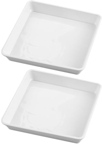 SEWACC Sottovasi Quadrati in Plastica 40X40 CM, 2 Pezzi, Vassoio per Piante Drenaggio, Adatto per Vasi di Fiori da Interno e Veranda