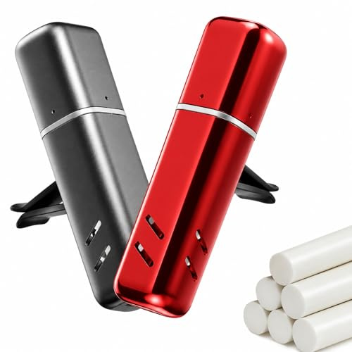 Qibivfo Auto Duft Set 2er mit 6 Duftsticks, Lufterfrischer Auto für Lüftungsschlitze, Aluminium Car Air Freshener mit 3 Düften, Duft für Auto Innenraum, 30 Tage Langzeitduft