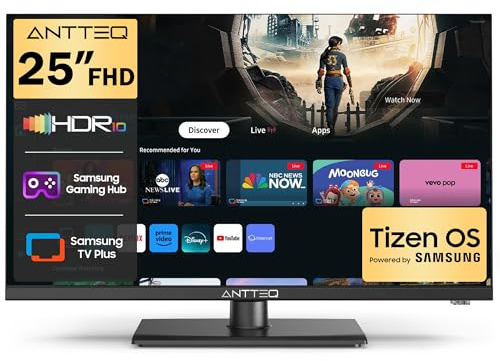 Antteq 25 Inch FHD Smart TV, 25 Tizen OS Power by Samsung Full HD Television with Netflix Disney+ Gaming Hub Dolby Audio, Small TV for Bedroom or Kitchen