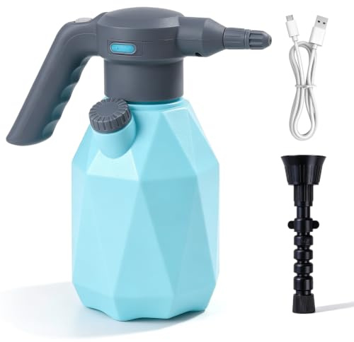 BYZESTY Pulverizador eléctrico, pulverizador a presión de 2 litros con boquilla ajustable, pulverizador de jardín USB, pulverizador portátil para plantas para cuidado de flores, riego de jardín
