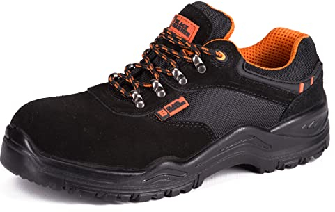 Black Hammer Mens Safety Trainers Lightweight Composite Toe Cap with Midsole Protection Work Boots Shoes Hiker Extra Grip S1P SRC 1557 (9 UK) Black