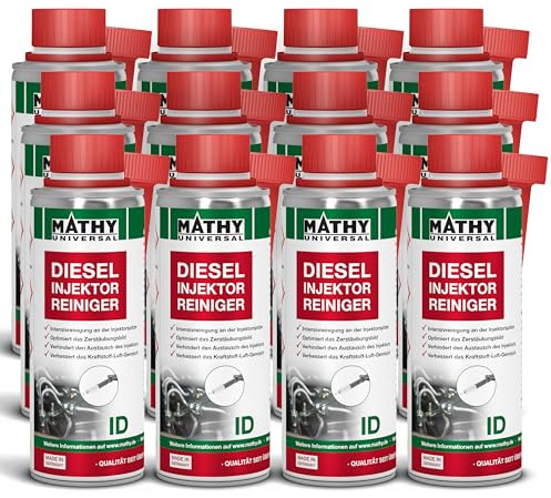 MATHY-ID Diesel Injektor Reiniger, 12 x 200ml, Hochwirksames Dieseladditiv | Dieselmotor Additiv zur Einspritzdüsen Reinigung, Kraftstoffadditiv für Injektoren, Zusatz verbessert Kraftstoffverbrauch