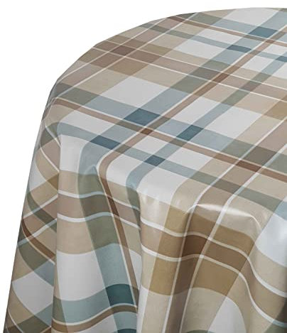 d-c-fix Wachstuch Tischdecke Wachstuchtischdecke Farbe und Größe wählbar Kariert Beige 130 x 200 cm Oval abwaschbare Gartentischdecke