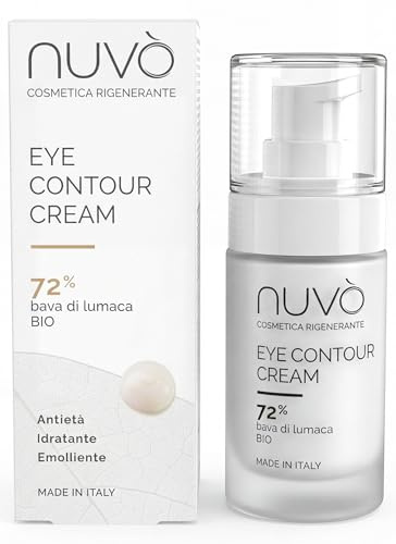 Nuvò - Augencreme Mit Bio-Schneckenschleim 72%, Tränensäcke, 30 ml | Mit Hyaluronsäure und Panthenol, für Augenringe und Anti-Aging-Effekt, Damen und Herren, Made in Italy