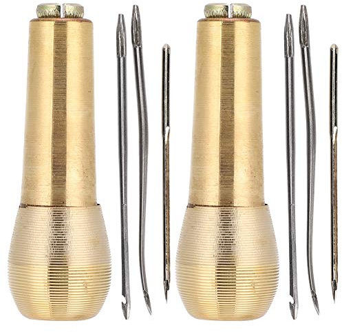 2 set manico in rame cucito a forma di scarpa conico strumento di riparazione di scarpe in pelle-artigianato in pelle strumenti di cucitura a mano kit di aghi tondo/dritto/piegato ago per tela di cuoi