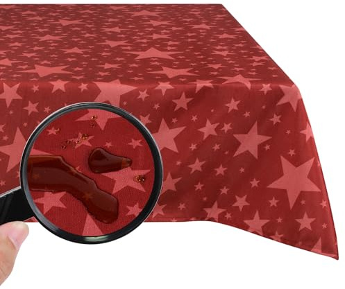 Valia Home Tischdecke mit Teflonbeschichtung für Innen- & Außenbereich Wasser- & Schmutzabweisend Dank verlässlichem Lotuseffekt - Weihnachten 140 x 240 cm