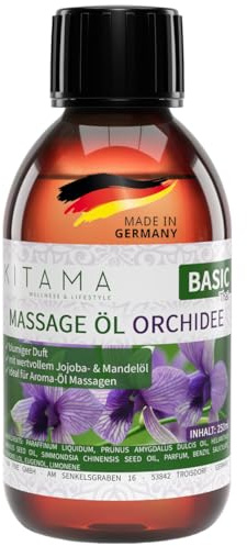 Kitama Massageöl Orchidee 250ml Authentisches Thai Aromaöl, made in Germany | Blumiger Duft für pflegende Anwendungen daheim & in Thaimassage. Haut- plus Körperpflege für Wellness & Spa