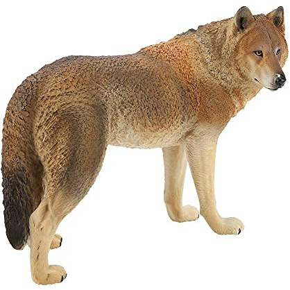 Wolf Figur, Miniatur Solid Plastic Simulation Wildlife Tiermodell Pädagogisches Spielzeug Dekorative Sammlung für Kinder(Braun)