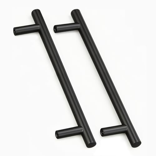 Drenky 2 Stück Schrankgriffe Schwarz Rostfreier Stahl Türknäufe, Möbelgriffe mit Schraube für Küchenschränke Mit Schrauben Für Schublade,Schrank,Möbel Und Küche, Lochabstand 192 mm