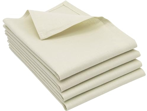 ZOLLNER 4er Set Geschirrtücher, Küchentücher, 50x70 cm, Halbleinen, beige