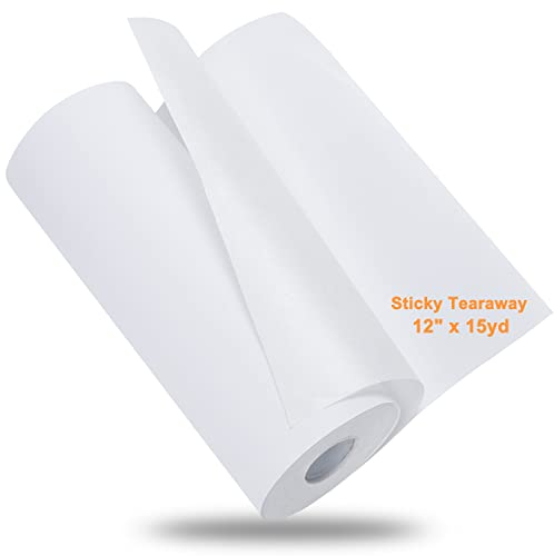 New brothread Klebrig Selbstklebend Tear Away (Reißvlies) Maschinen Stickvlies 12 x15Yd (30.5cmx14M) Rollen - Mittleres Gewicht für Aufgerauten Stoff & Rahmenlose Stickerei