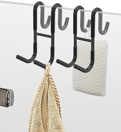 NACETURE Ganci doppi per porta della doccia, confezione da 2 ganci sopra la porta, per vetro senza cornice, ganci da bagno per lavavetri doccia, accappatoio, organizza