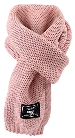 Kids Winter Infinity Scarf Knit Toddler Boys Girls Scarves Cotton Outdoor Neck Warmer for Children 3-15 Years (Pink)