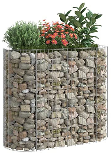 Keketa Gabbione con Letto Rialzato in Acciaio Zincato Gabbione Letto Rialzato Recinto Giardino Fioriera Gabbione in Acciaio Metallo Fioriera Gabbione Grande 120x50x100 cm