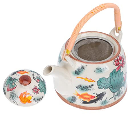 BESTonZON Porcelain Teapot Removable Filter Decorative Ceramic Tea Steeper for Household and Restaurant
