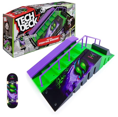 Tech Deck, Nyjah Rail Shredder Skatepark, X-Connect Park Creator, Set di Rampe Personalizzabile con Fingerboard Speciale, Giocattoli per Bambini da 6 Anni in su