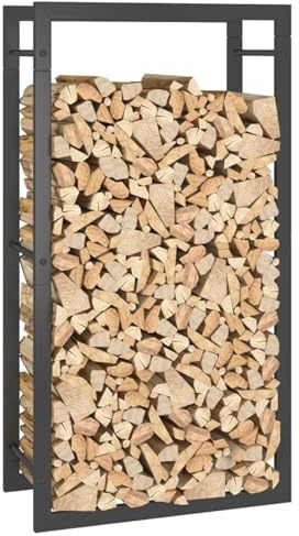 NITCA Portalegna,Rastrelliera per Legna da Ardere,legnaia da Esterno di Lunghezza Camino Log Rack Log Holder all'aperto per Legna da,per Legna da ardere in Metallo,Nero Opaco 50x28x94 cm Acciaio