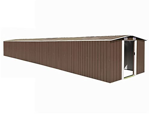 CIADAZ Gerätehaus, Gartenschuppen, Gartenhaus, Fahrradgarage, Geräteschuppen, Gartenhütte, Garten Hütte, Schuppen Garten, Braun 257x990x181 cm Verzinkter Stahl
