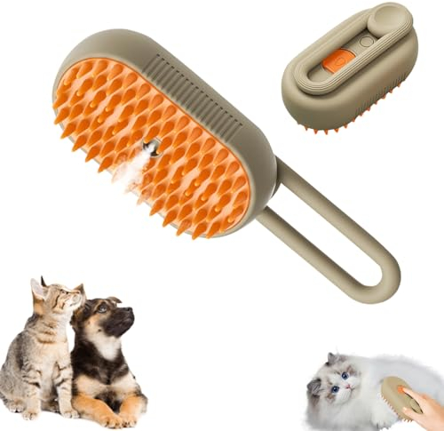 Katzenbürste Dampfbürste für Haarreiniger Katzenhaarbürste,Selbstreinigende Dampfende Katze Bürste mit USB Dampfbürste für Katzen,Haar Entferner Haustierbürste für Langhaar und Kurzhaar (Kaffee)
