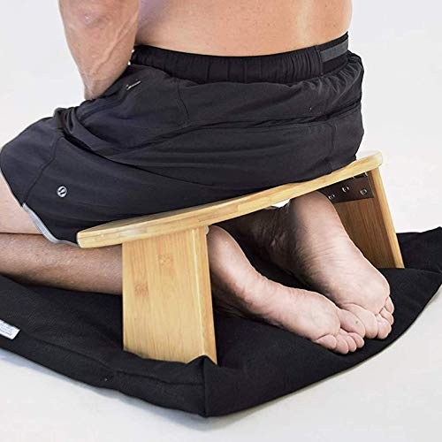Samnuerly Kniende Meditationsbank mit klappbaren Bambus-Meditationsbankbeinen – Kniestuhl-Yoga-Hocker aus Holz, Perfekter Kniehocker ergonomisch