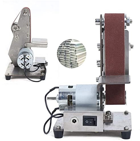 Lijadora de banda, pulidora de bricolaje de 100 W, mini lijadora, afiladora de bordes, lijadora/pulidora/rectificadora para trabajos de bricolaje, para carpintería, velocidad aj