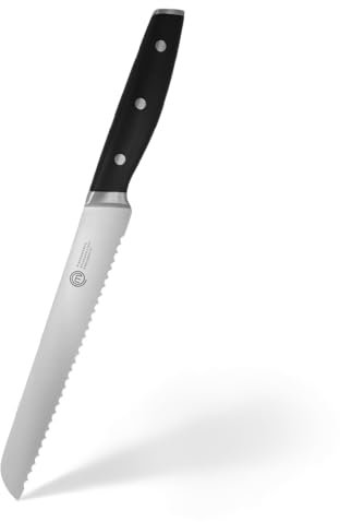 MasterChef Coltello Pane Professionale, Acciaio Inox ad Alto Carbonio, Manici Tripli Rivettati, Codolo Pieno con Bolster, Lama da 20cm