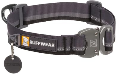 RUFFWEAR Top Rope großes Hundehalsband, bequemes und Starkes Gurtband für Spaziergänge mit dem Hund, Größe L (51–66 cm), Basaltgrau