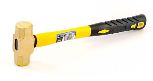 Stark USA 1lb Brass Sledge Hammer (16oz) Fiberglass Handle, Drilling Hammer, Crack Hammer, Die-Forge, Corrosion Resistant, 12.5 Brass Hammer