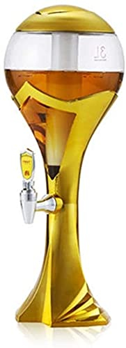 WHITEUQ Distributeur de Boissons Distributeur de bière, fût de bière Buffet Machine à Boissons coloré Brillant en Forme de Coupe du Monde Distributeur de Tour de bière (Or 2L)