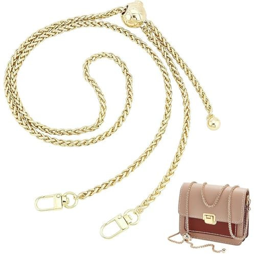SSyang Catena per Borsa,Tracolla di Ricambio in Metallo con Tracolla a Catena,120cm,Tracolla di Ricambio in Treccia,Catena per Borsa con Design a Sfera Argento,per Borsa a Tracolla Borsa(Oro Chiaro)