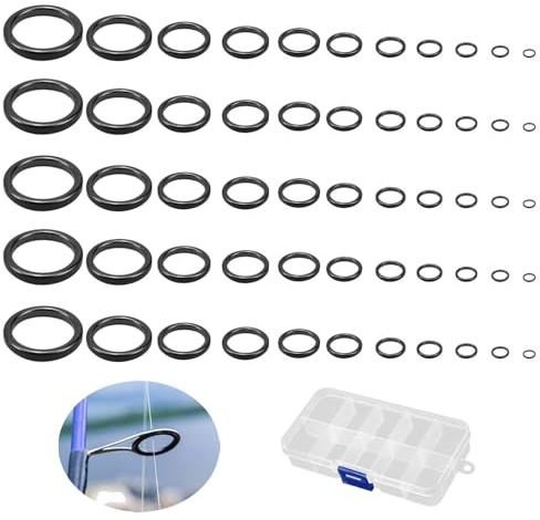 JDCMEI 55 Stück Angelrute Keramik Führungen Ringe, Angelruten-Führungsringe 11 Größen 3,8mm-29,8mm Angelrutenführung Rutenring Set Angelrute Ring aus Keramik mit Aufbewahrungsbox für Angelbegeisterte