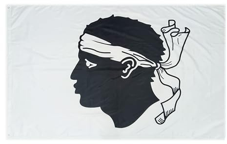Drapeau Balcon Pandiui23 Corsica 225x150cm Résistant à l'Intempérie et 2 Oeillets Métalliques Drapeau XL (Corse, 225x150cm)