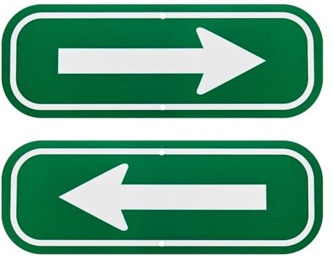 M METERXITY 2-Pack White Arrow Signs 10x3.5 Aluminum, Green On White