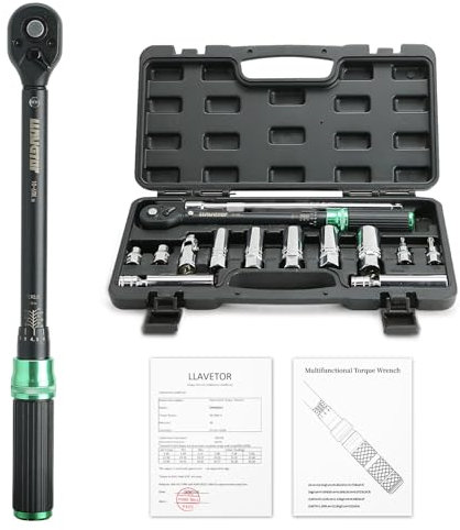 LLAVETOR Llave dinamométrica de 3/8, 5-60 NM, juego de llaves dinamométricas para bicicleta y motocicleta, ± 3% de precisión de error, con barra de extensión, casquillo magnético para bujías (10-60