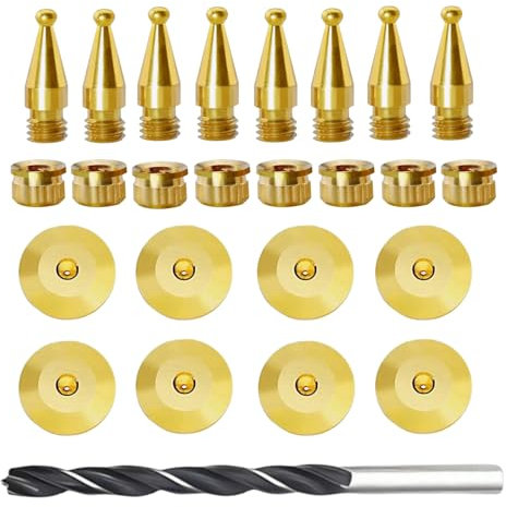 Speaker Spike Pad Kit, Copper Speaker Spike Isolation Stand&Copper Speaker Isolation Pad for Audio Amplifier Turntable Speaker CD Guitar AV receivers with Driller - 8 Pairs