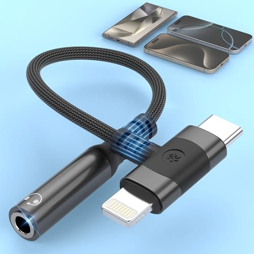 Rocketek 2-in-1 USB C+Lightning auf 3,5 mm Klinke Adapter für iPhone 16-11, Galaxy S24-S21, HiFi-Klang, Plug and Play, Premiumqualität, Kompatibel mit Kopfhörern, Lautsprechern, Laptops