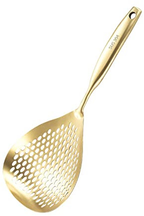 Colador grande de acero inoxidable para cocina, cuchara de cocina, sopas, pasta, cucharón para cocina, 15 pulgadas