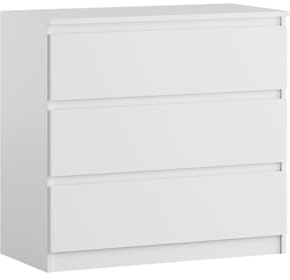 SoDREAMER 3-Schubladen-Kommode | Weiß 80 cm Ideal für Schlafzimmer, Wohnzimmer, Kinderzimmer und Büro | Geräumige Kommode | Modernes Design | 80 x 75 x 40 cm