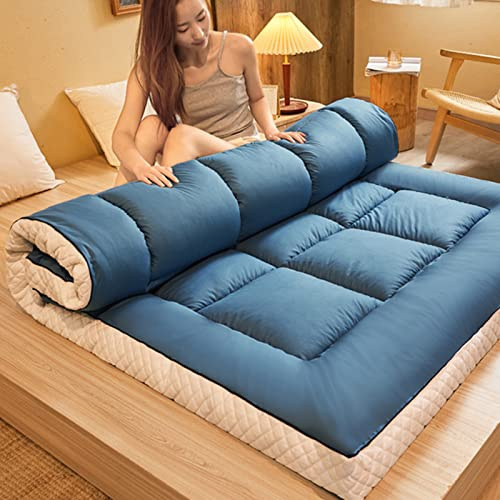 BPQCOFZT Colchón futón japonés Grueso - Colchoneta Enrollable portátil for Acampar y for Invitados - Azul 90 x 200 cm (35 x 79 Pulgadas)