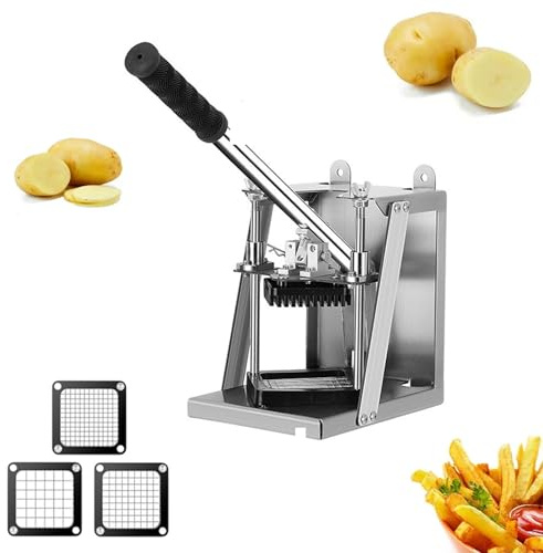 Commercial Stainless Steel French Fry Cutter, Manual Wall Mounted Potato Slicer for Vegetables, Ideal for Restaurants and Home Kitchens