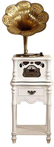 Record Players, Music Box Antique Big Phonograph Turntable Wireless Speaker, with Aux-in, FM Radio, Gramophone Vint(Vintage Phonograph) kxtmm