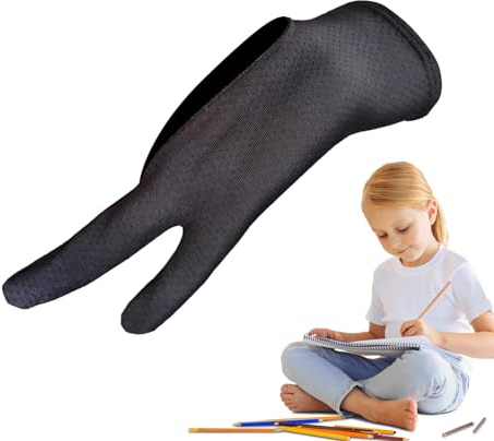 Digitaler Zeichenhandschuh Atmungsaktiv reibungsmindernd für Papier | 2-Finger-Handschuh Für Zeichentablett Für Rechts-/Linkshänder, Anfänger, Schüler, Und Kunstbegeistert