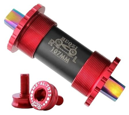 YATINGZHANG Movimento Centrale Perno Quadro Movimento Centrale for Mountain Bike di Tipo Quadrato Cuscinetto in Ceramica 68-103/107/110 mm Perno in Lega di Titanio Parti for Bicicletta(107mm Red)