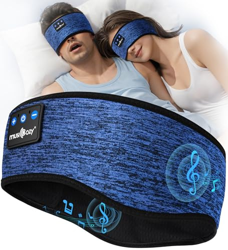 MUSICOZY Sleep Headphones Bluetooth Headband for Side Sleepers | Ultra-soft breathable fabric with Bluetooth 5.4, no ear pressure, secure fit and up to 16-hour playtime for all-night comfort